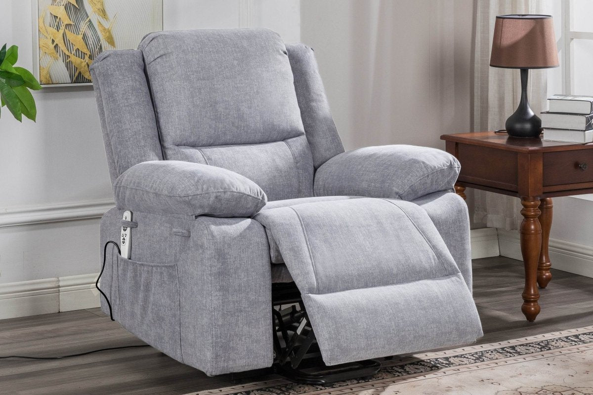 Electric Power Recliner Chair With Massage Light Grey - Sleep Galleria