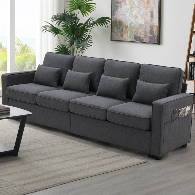 Modern Linen Fabric 4-Seater Sofa - Omega Lifestyles