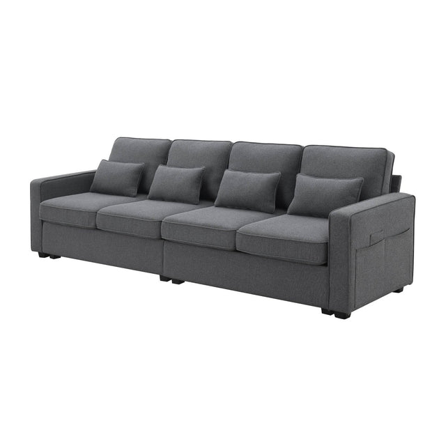 Modern Linen Fabric 4-Seater Sofa - Omega Lifestyles