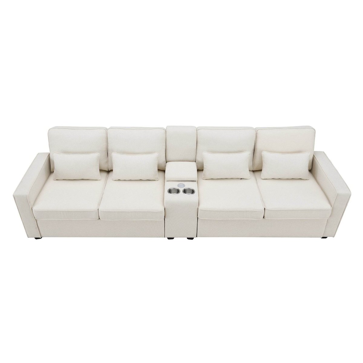 Modern Linen Upholstered Sofa for Four - Sleep Galleria