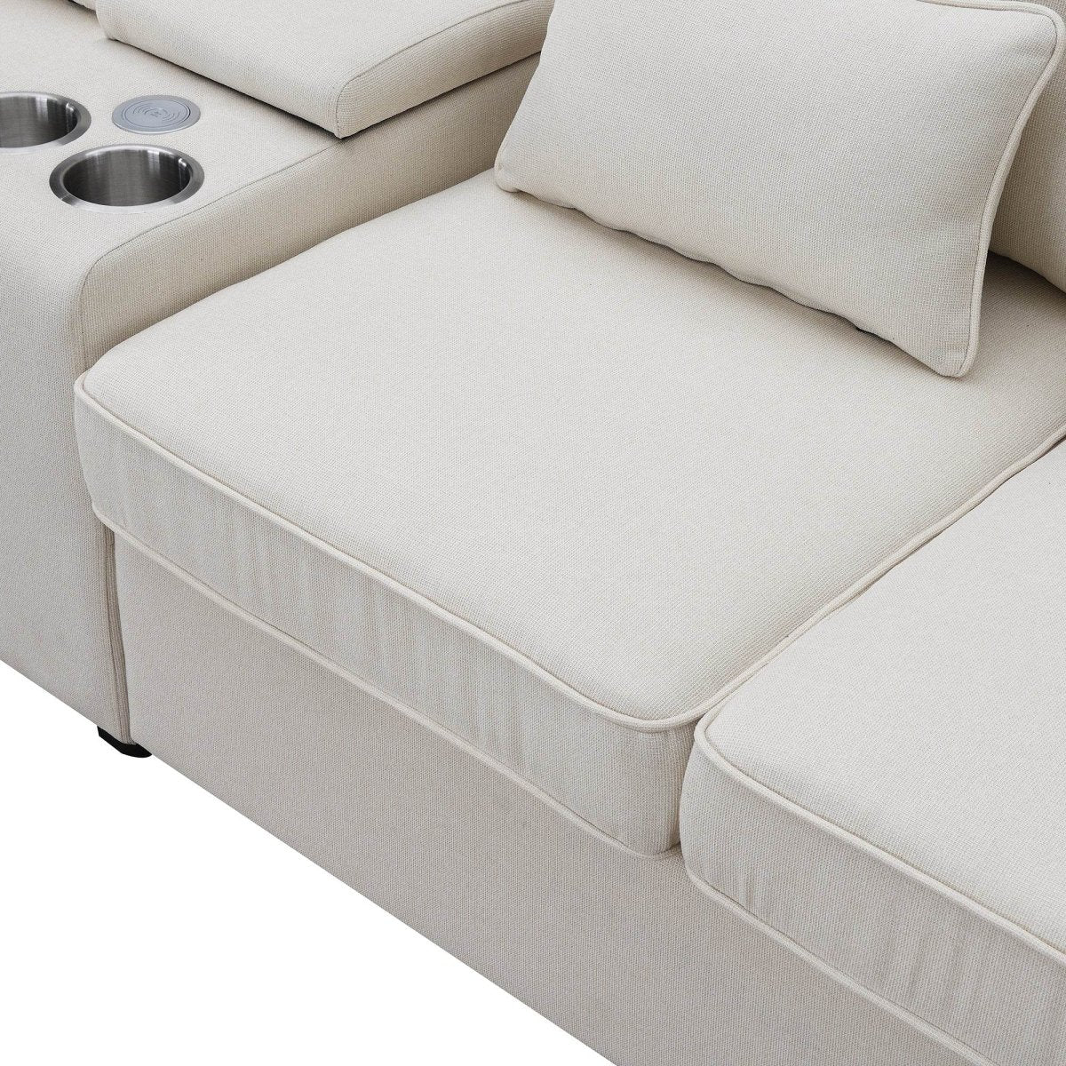 Modern Linen Upholstered Sofa for Four - Sleep Galleria