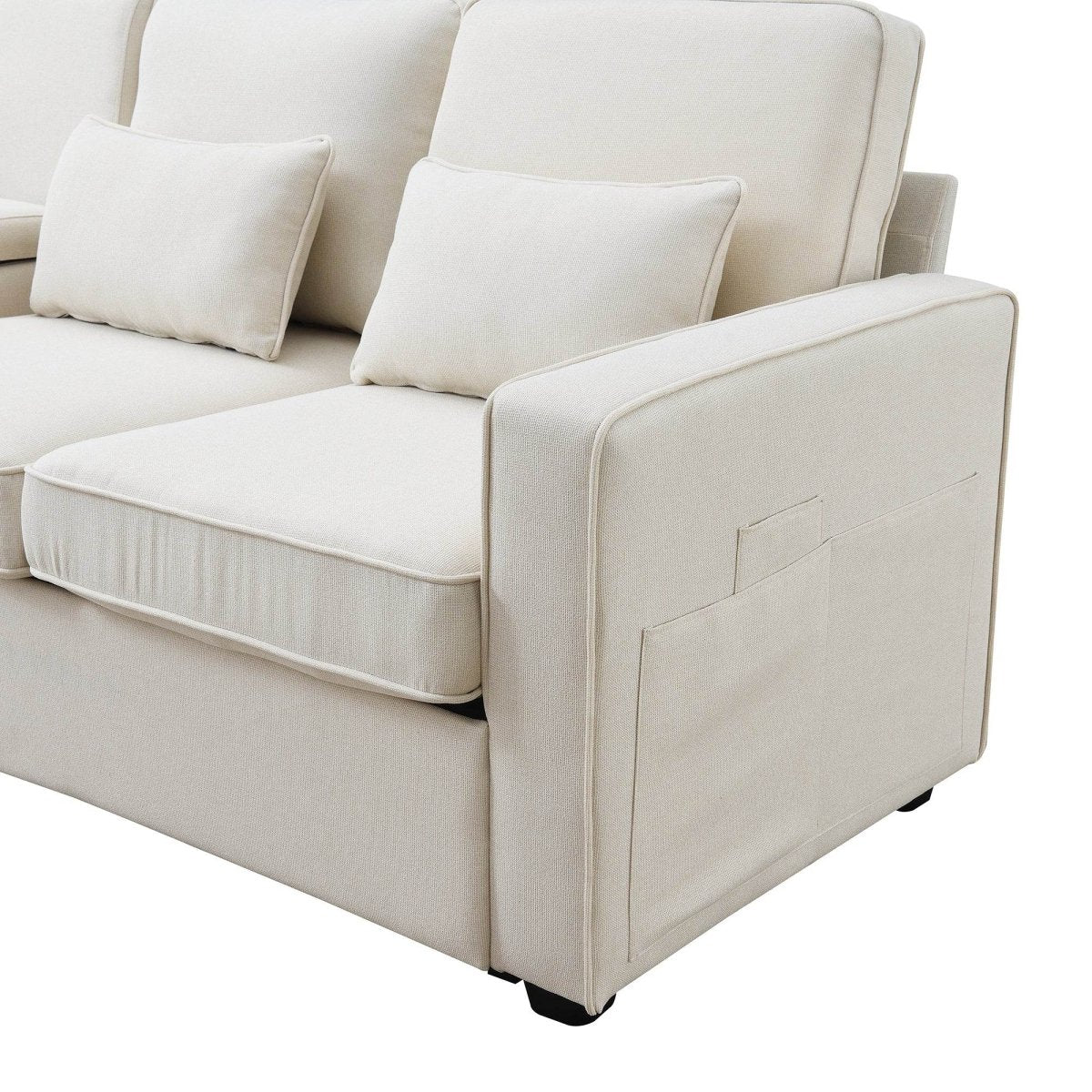 Modern Linen Upholstered Sofa for Four - Sleep Galleria
