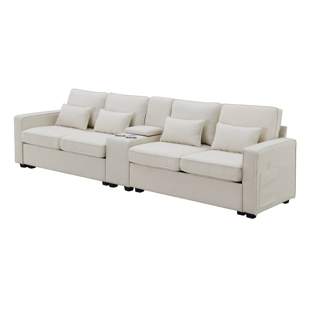 Modern Linen Upholstered Sofa for Four - Sleep Galleria