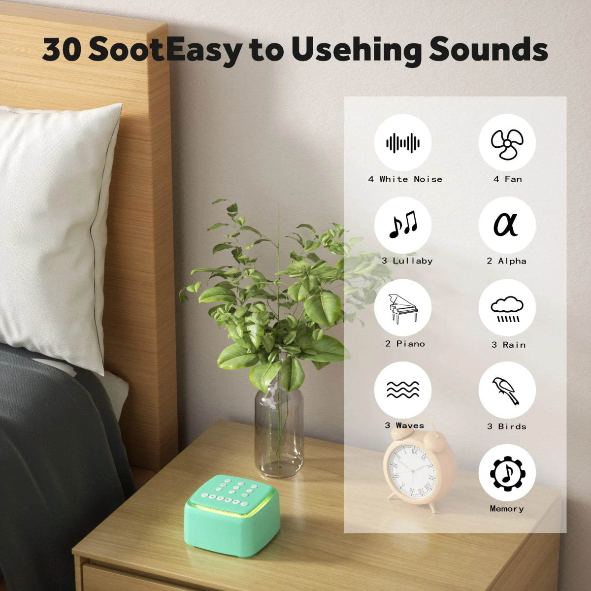 White Noise Sound Machine with Warm Light - Sleep Galleria