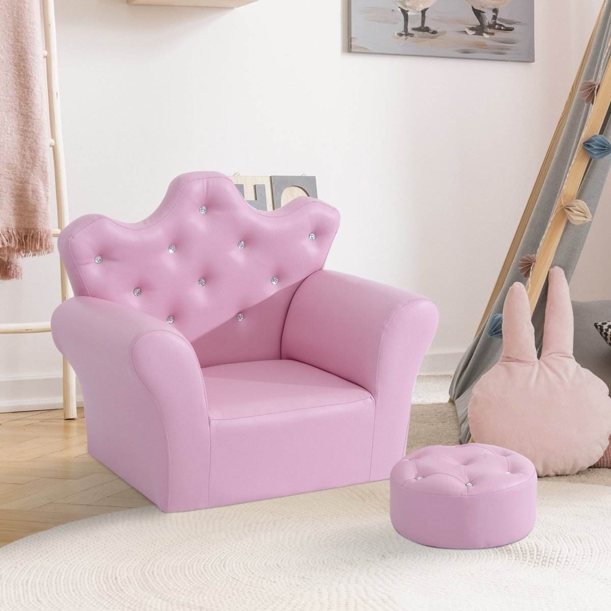 2-Piece Pink Toddler Sofa Set With Footstool - Sleep Galleria