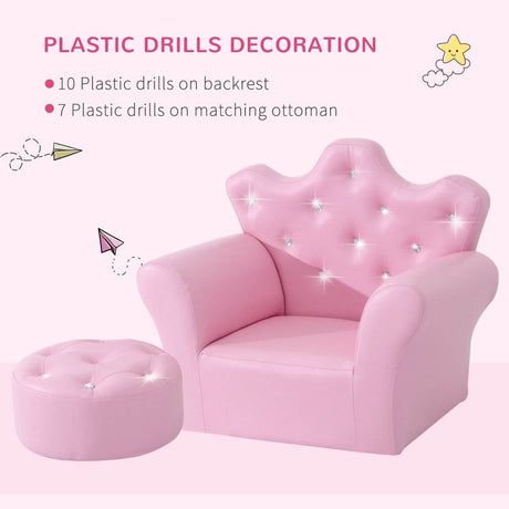2-Piece Pink Toddler Sofa Set With Footstool - Sleep Galleria
