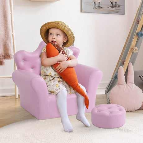 2-Piece Pink Toddler Sofa Set With Footstool - Sleep Galleria