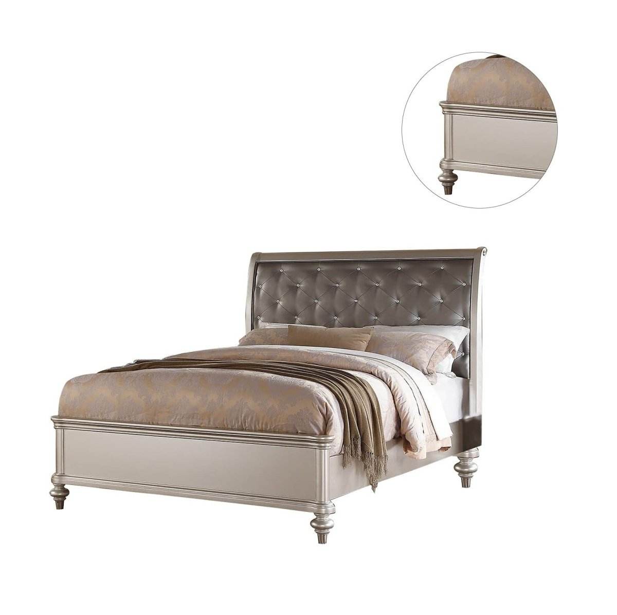 3-Piece Contemporary Faux Leather Bedroom Set With Nightstands - Sleep Galleria