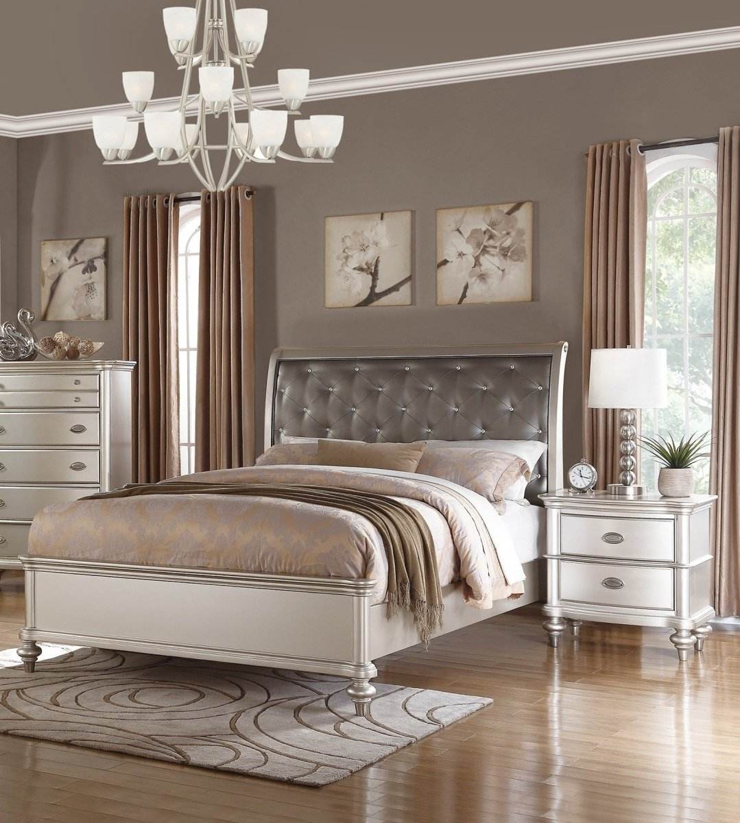 3-Piece Contemporary Faux Leather Bedroom Set With Nightstands - Sleep Galleria