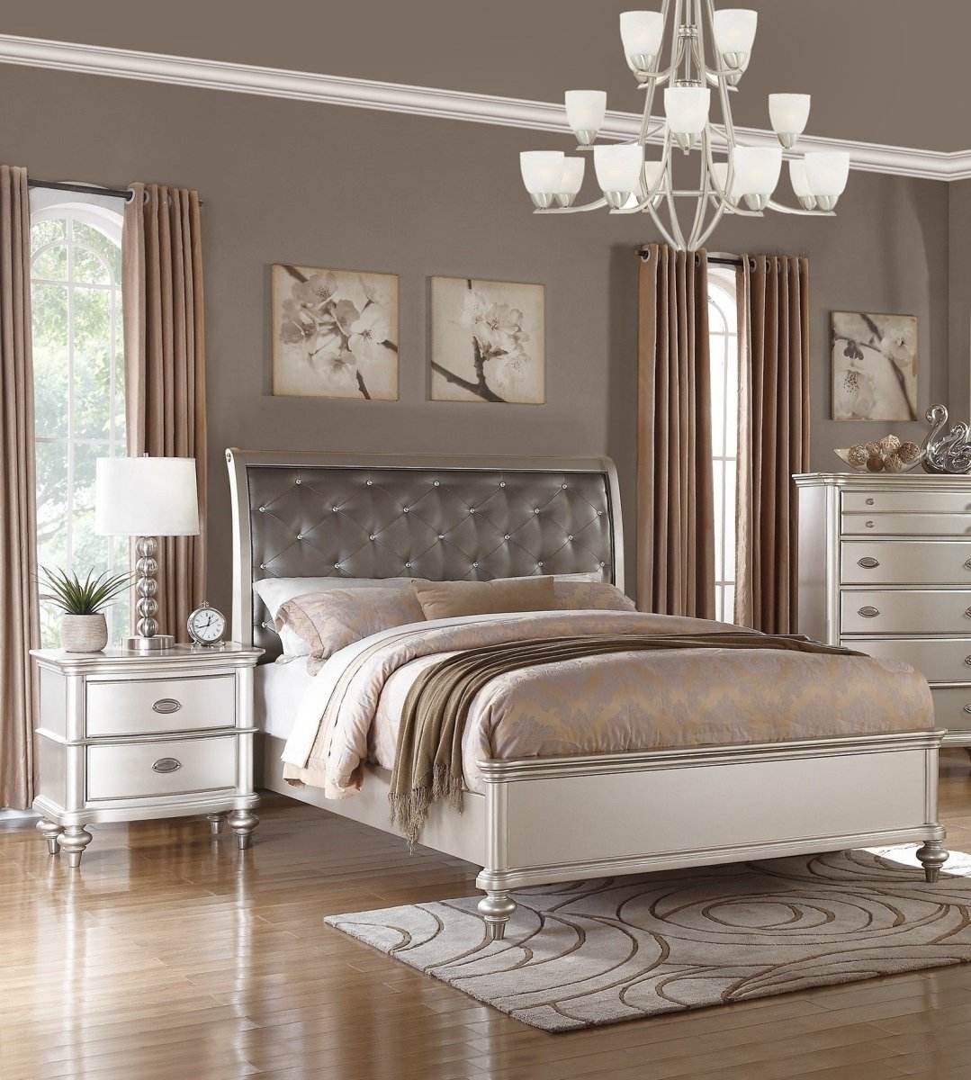 3-Piece Contemporary Faux Leather Bedroom Set With Nightstands - Sleep Galleria