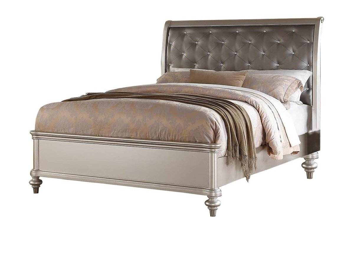 3-Piece Contemporary Faux Leather Bedroom Set With Nightstands - Sleep Galleria