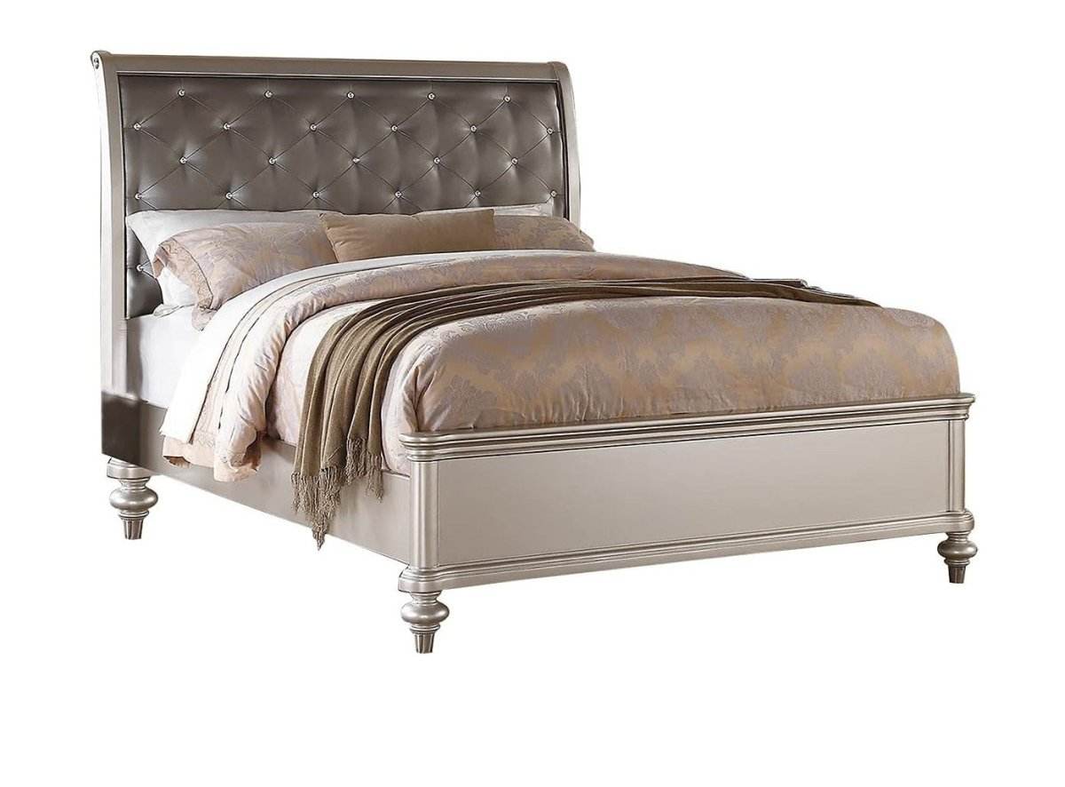 3-Piece Contemporary Faux Leather Bedroom Set With Nightstands - Sleep Galleria