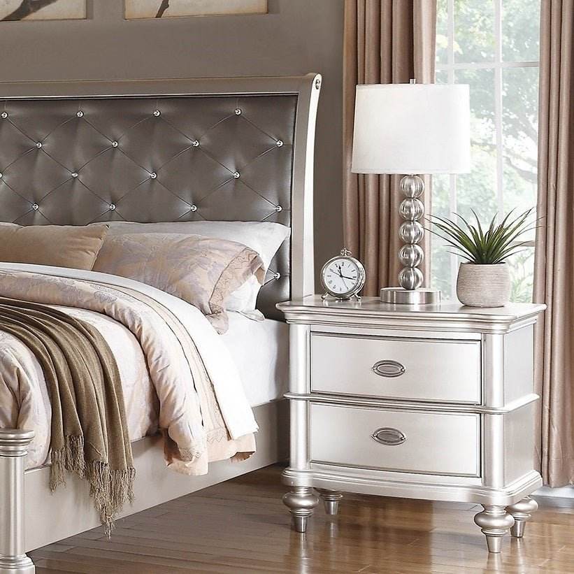 3-Piece Contemporary Faux Leather Bedroom Set With Nightstands - Sleep Galleria