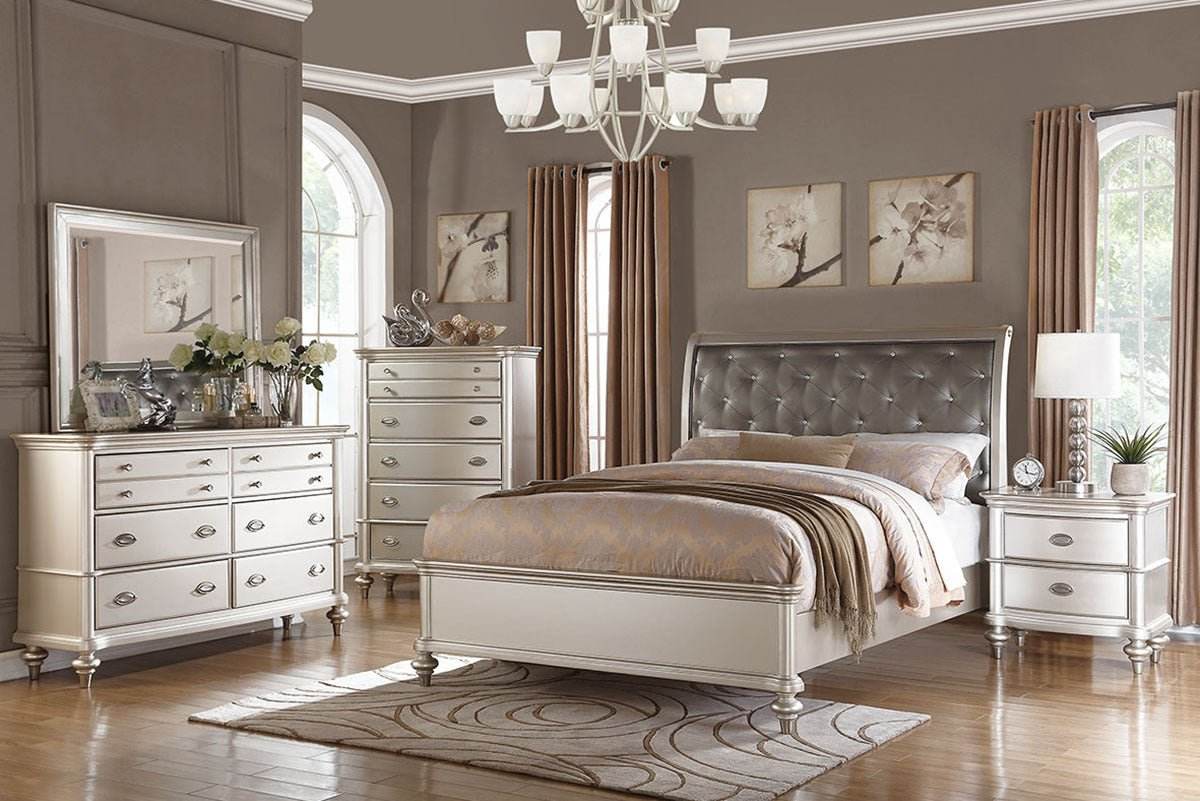 3-Piece Contemporary Faux Leather Bedroom Set With Nightstands - Sleep Galleria