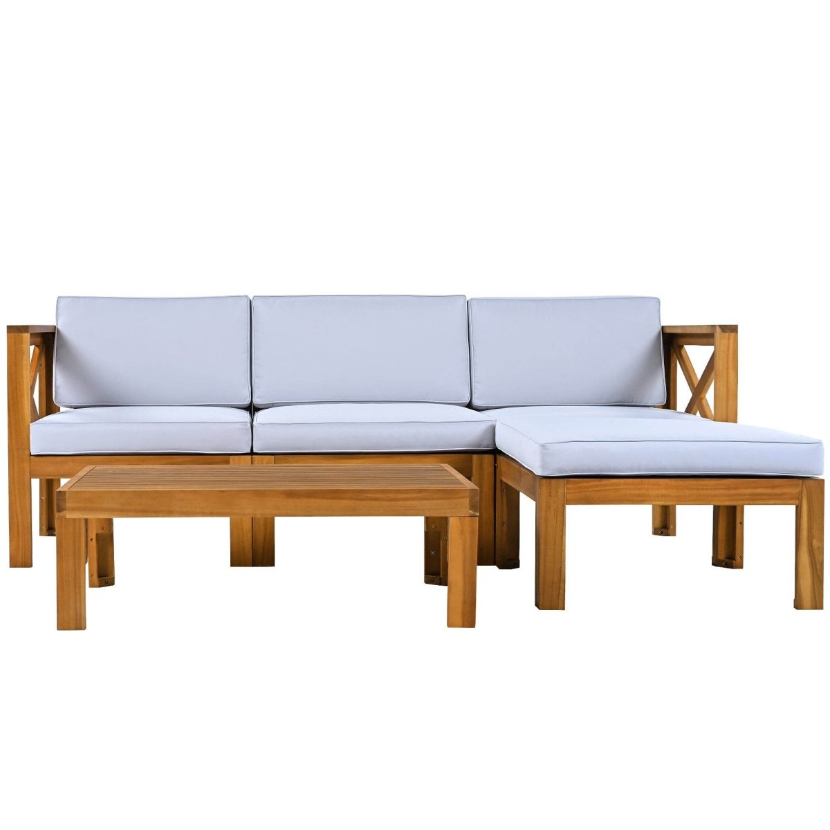 5-Piece Outdoor Acacia Wood Sectional Patio Sofa Set - Sleep Galleria