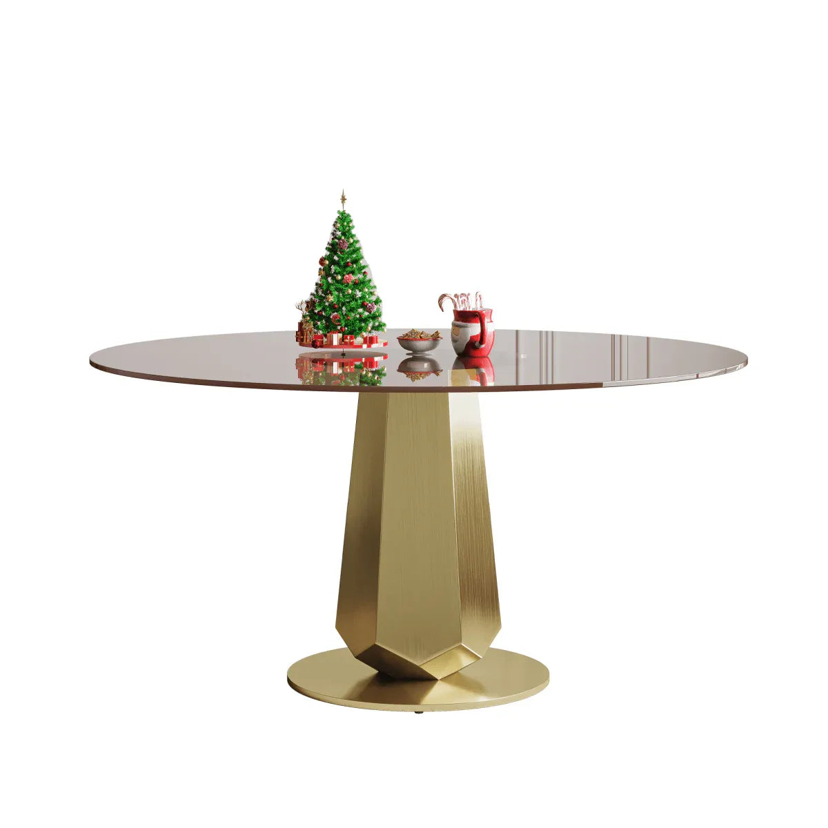 53-Inch Round Dining Table Set With Smoked Glass Top - Omega Lifestyles