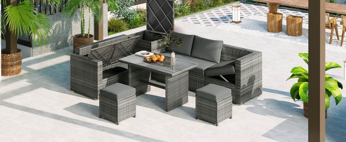 6-Piece All-Weather Hand-Woven PE Rattan Outdoor Sofa Set - Omega Lifestyles