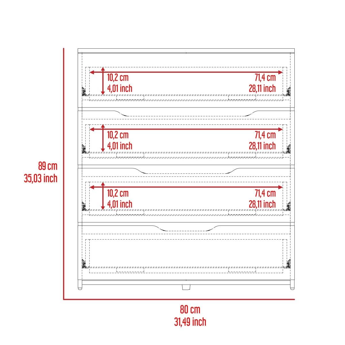 California Engineered Wood Drawer Dresser With Four Spacious Drawers - Sleep Galleria