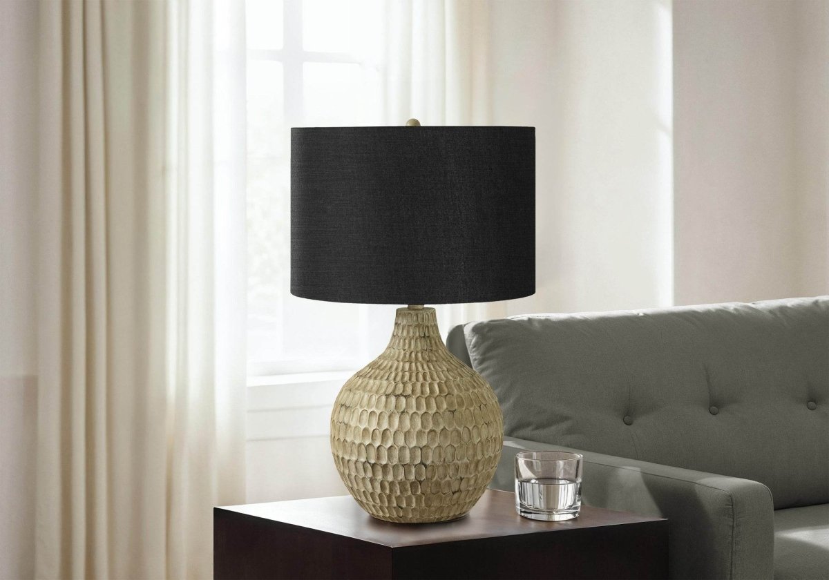 Contemporary Brown Resin Gourd Table Lamp With Shade - Sleep Galleria