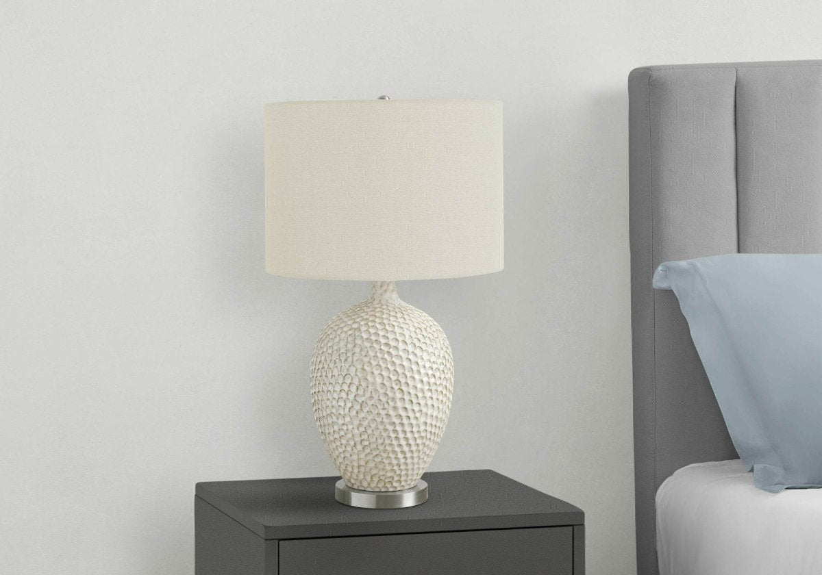 Contemporary Ceramic Table Lamp With Ivory Shade - Sleep Galleria