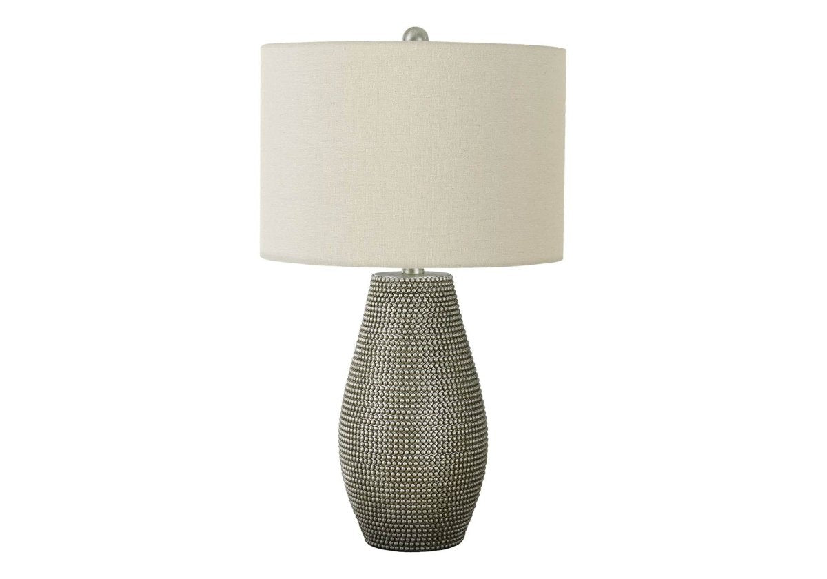 Contemporary Grey Resin Table Lamp With Ivory Shade - Sleep Galleria