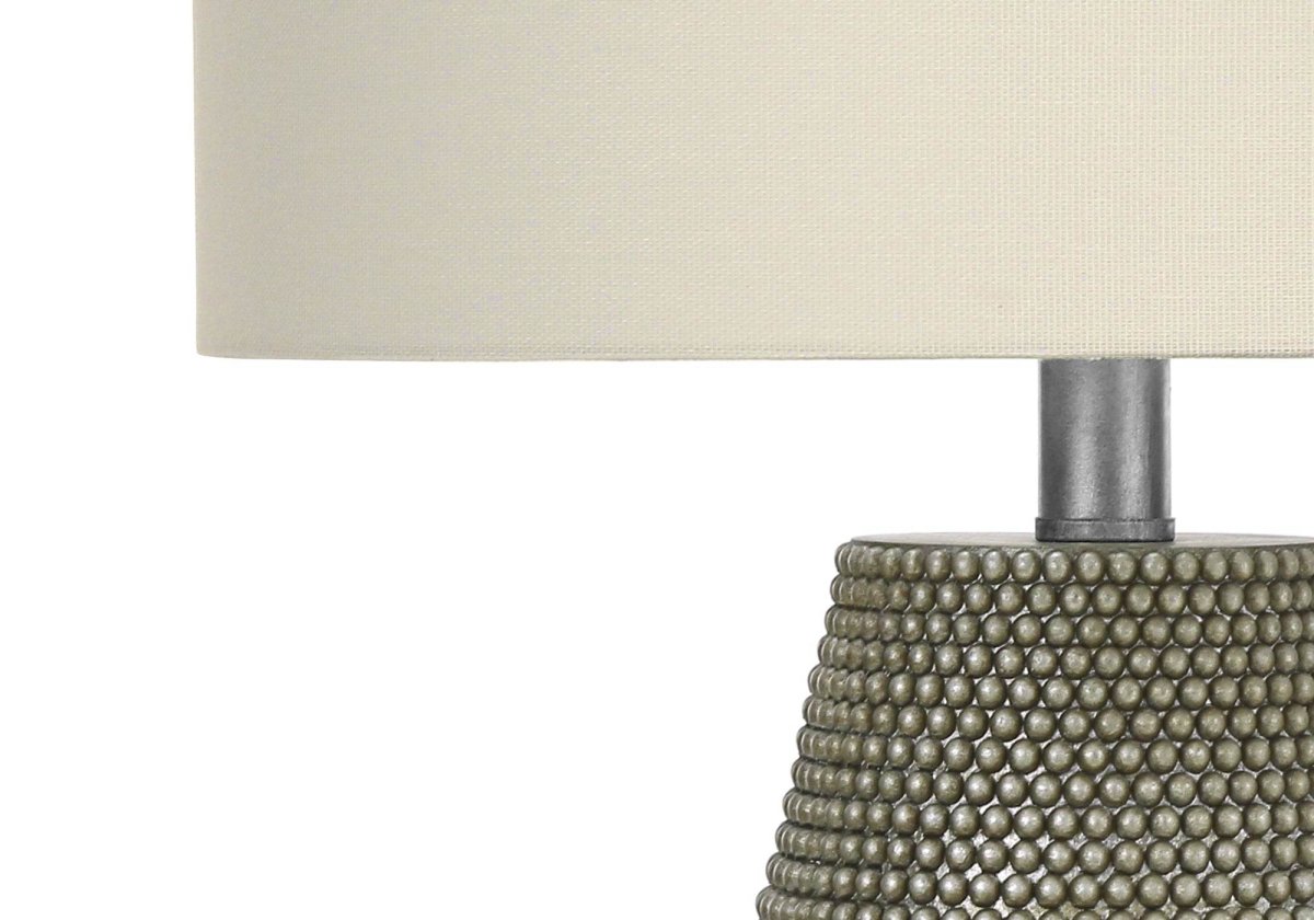 Contemporary Grey Resin Table Lamp With Ivory Shade - Sleep Galleria
