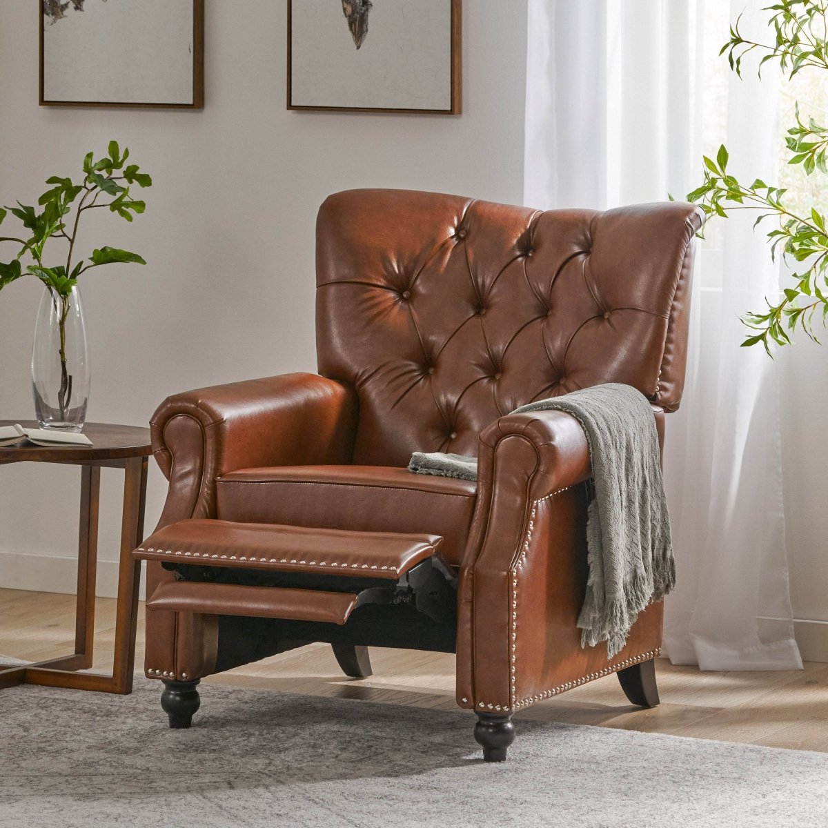 Contemporary Push - Back PU Leather Tufted Recliner Chair - Dreamtide - Omega Lifestyles
