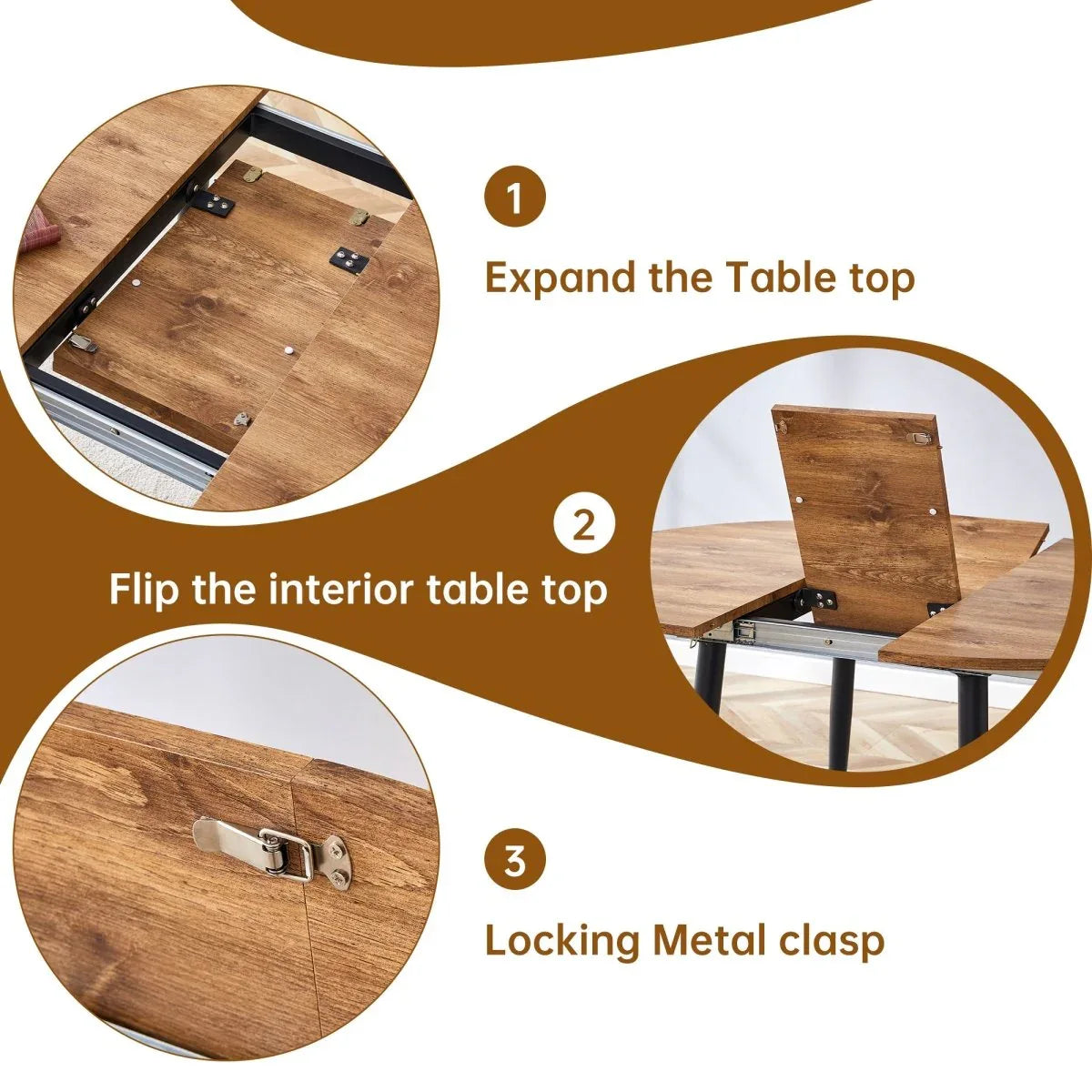 Extendable Round MDF Dining Table With Linen Cotton Chairs Set - Omega Lifestyles