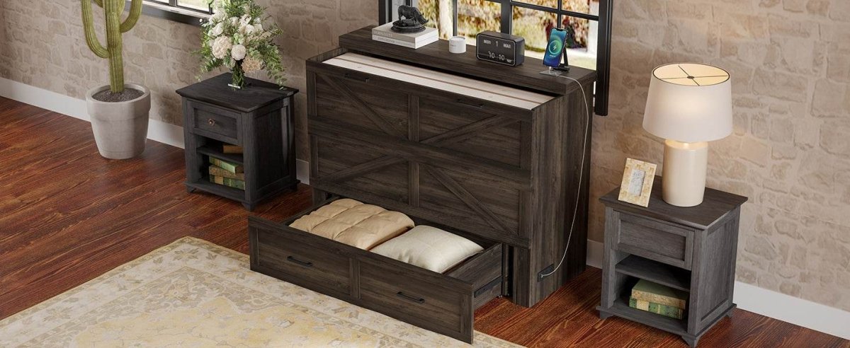 Full Full - Size Farmhouse Murphy Cabinet Bed With Charging Station - Dreamtide - Omega Lifestyles