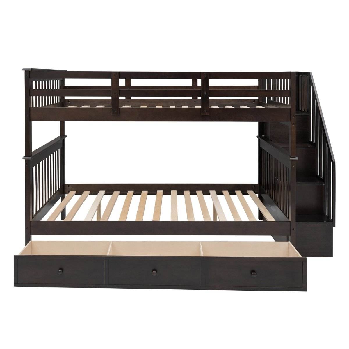 Full-Over-Full Solid Wood Stairway Bunk Bed With Storage - Sleep Galleria