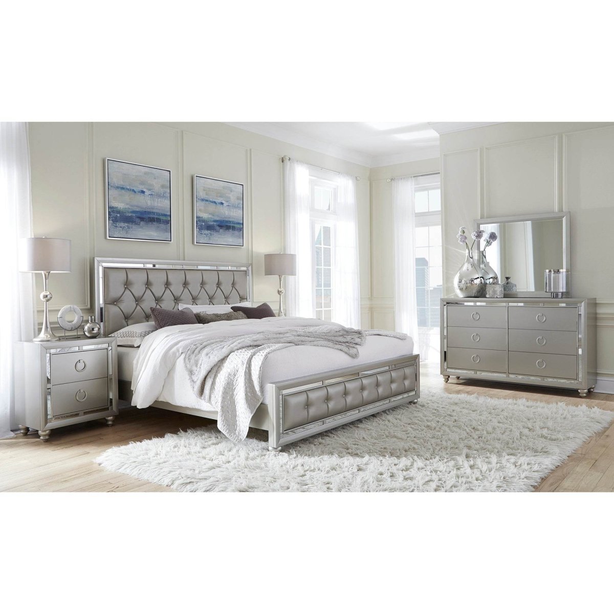 Full Silver Mirror Trim Panel Bed Frame - Dreamtide - Omega Lifestyles