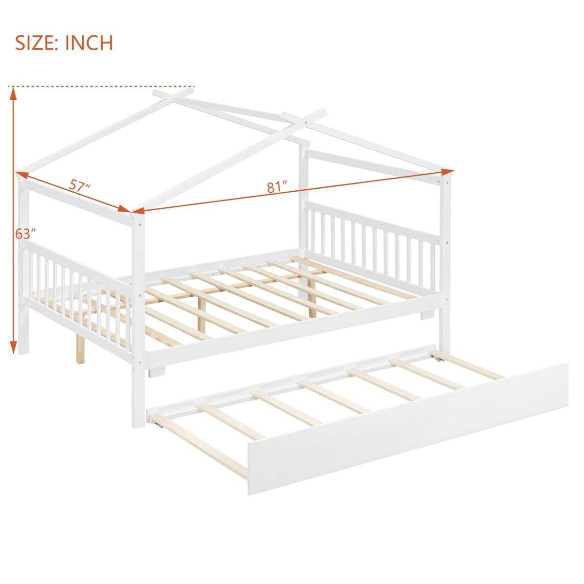 Full Size Solid Wood House Bed With Twin Trundle - Sleep Galleria