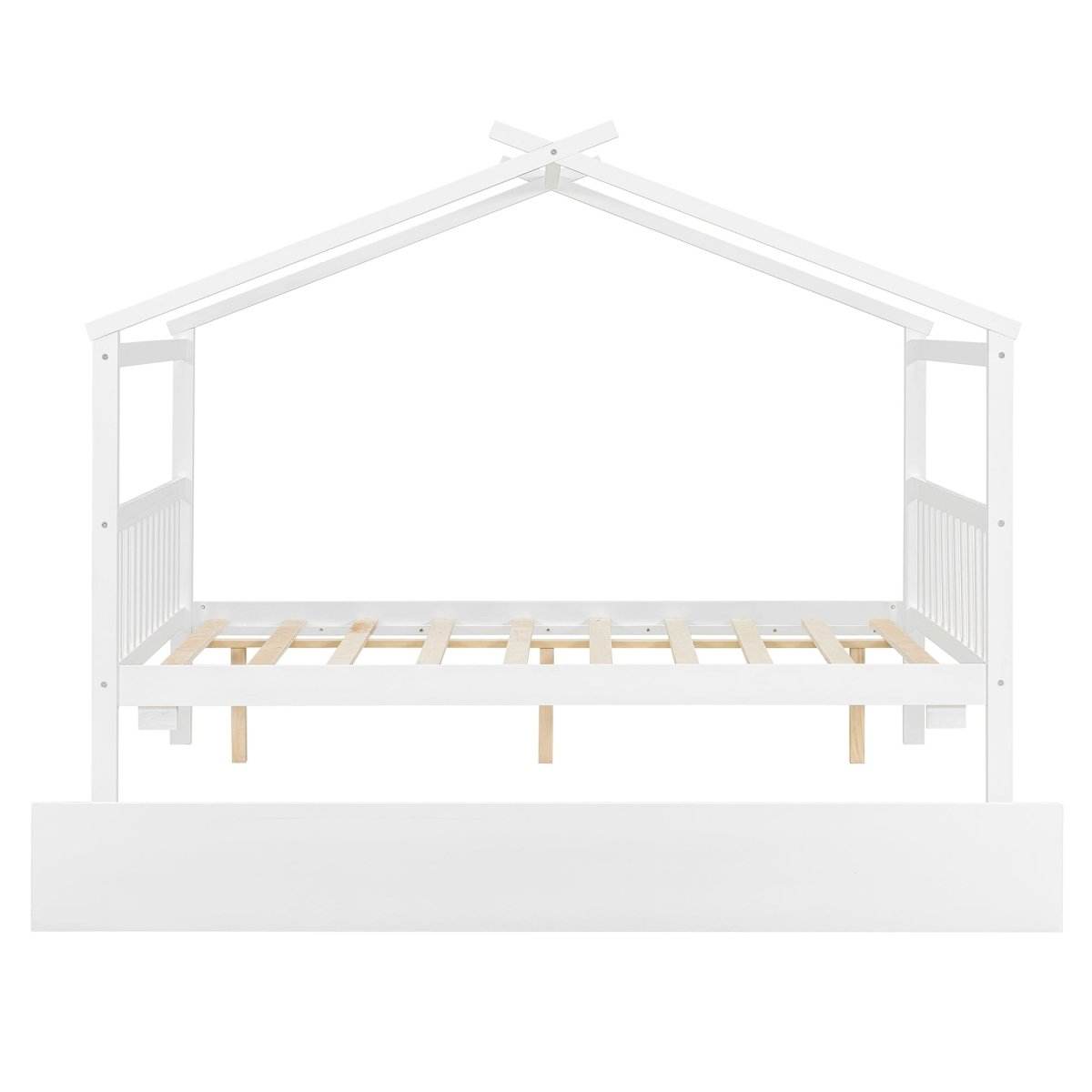 Full Size Solid Wood House Bed With Twin Trundle - Sleep Galleria
