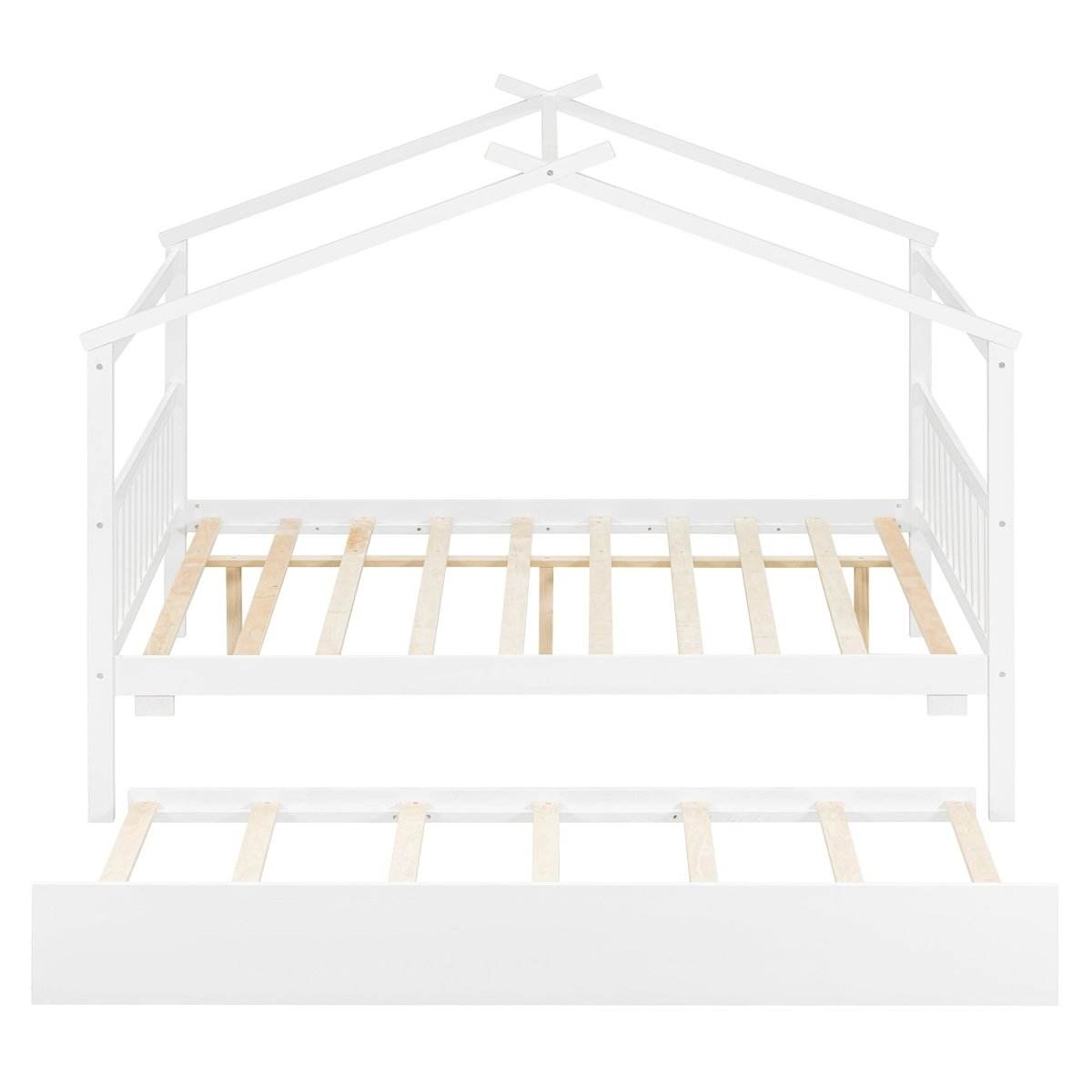 Full Size Solid Wood House Bed With Twin Trundle - Sleep Galleria