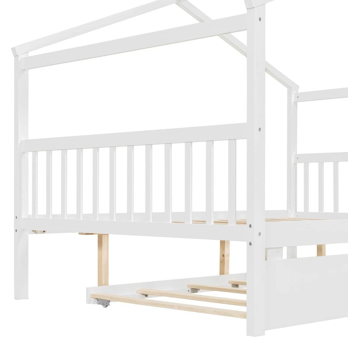 Full Size Solid Wood House Bed With Twin Trundle - Sleep Galleria