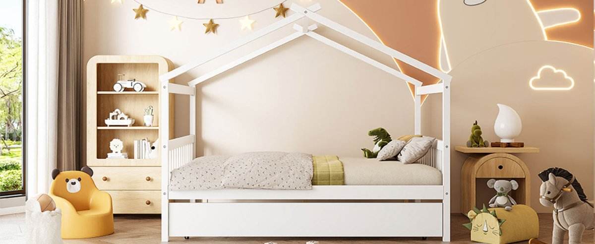 Full Size Solid Wood House Bed With Twin Trundle - Sleep Galleria