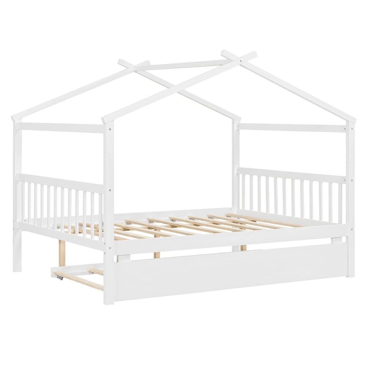 Full Size Solid Wood House Bed With Twin Trundle - Sleep Galleria