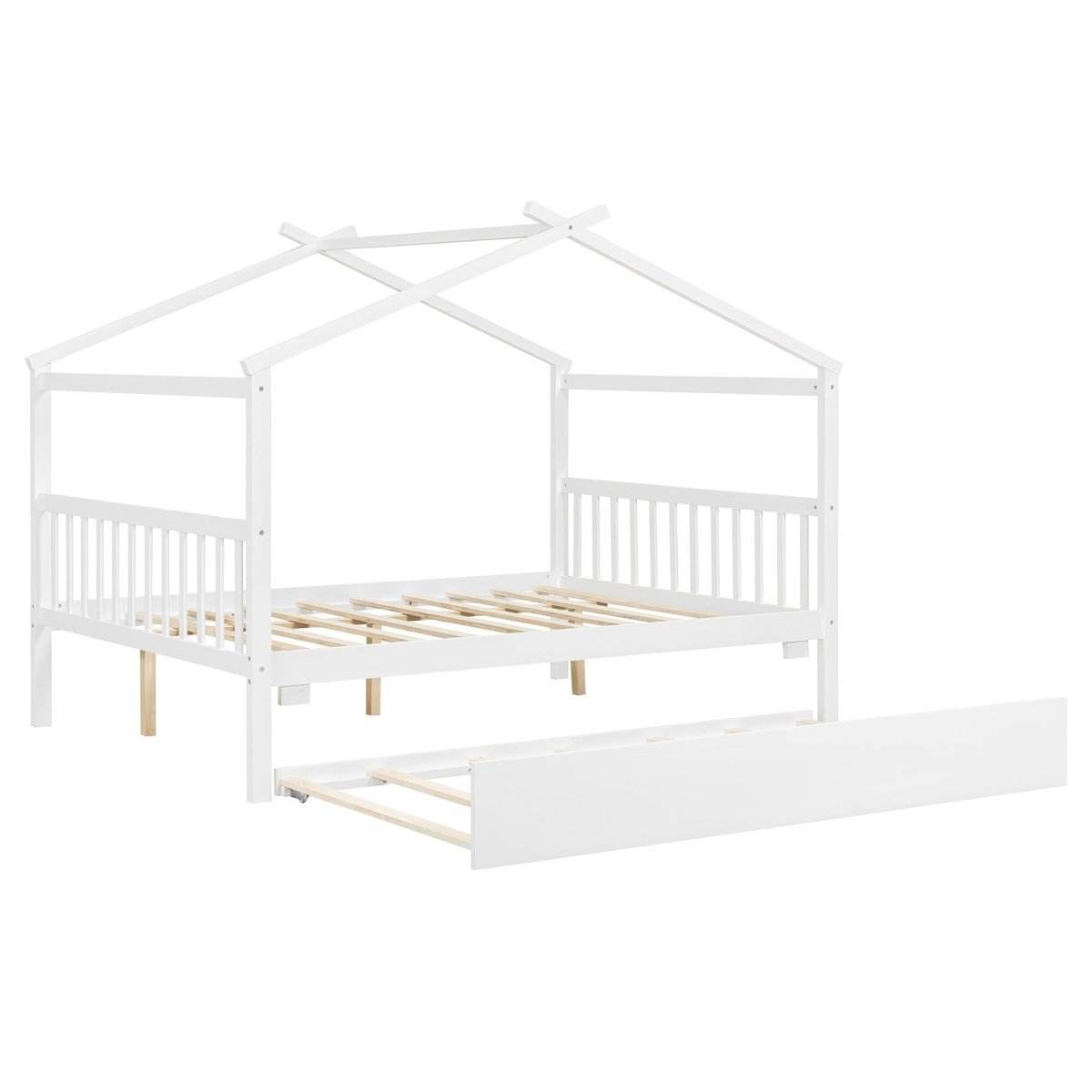 Full Size Solid Wood House Bed With Twin Trundle - Sleep Galleria