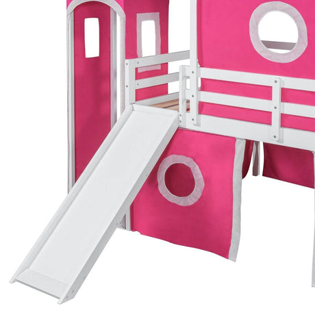 Full Solid Wood Castle Loft Bed With Slide Tower - Sleep Galleria