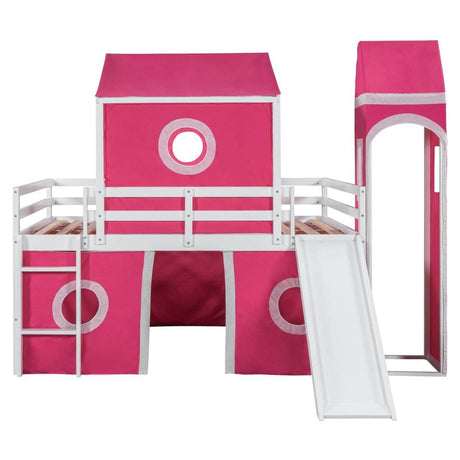 Full Solid Wood Castle Loft Bed With Slide Tower - Sleep Galleria