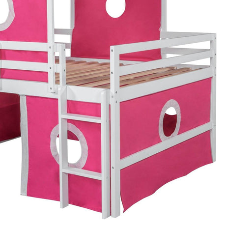 Full Solid Wood Castle Loft Bed With Slide Tower - Sleep Galleria