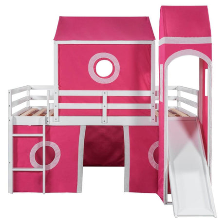 Full Solid Wood Castle Loft Bed With Slide Tower - Sleep Galleria
