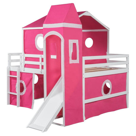 Full Solid Wood Castle Loft Bed With Slide Tower - Sleep Galleria