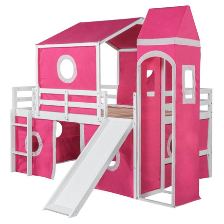 Full Solid Wood Castle Loft Bed With Slide Tower - Sleep Galleria