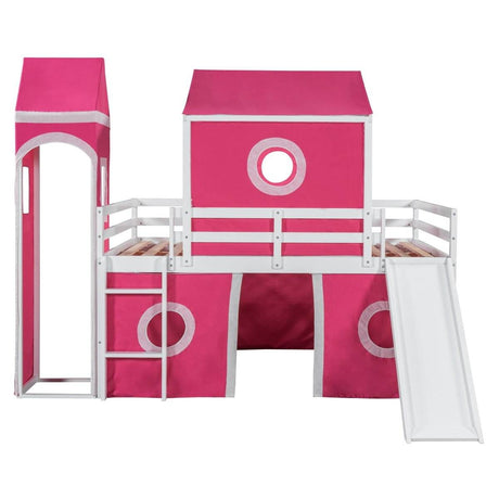 Full Solid Wood Castle Loft Bed With Slide Tower - Sleep Galleria