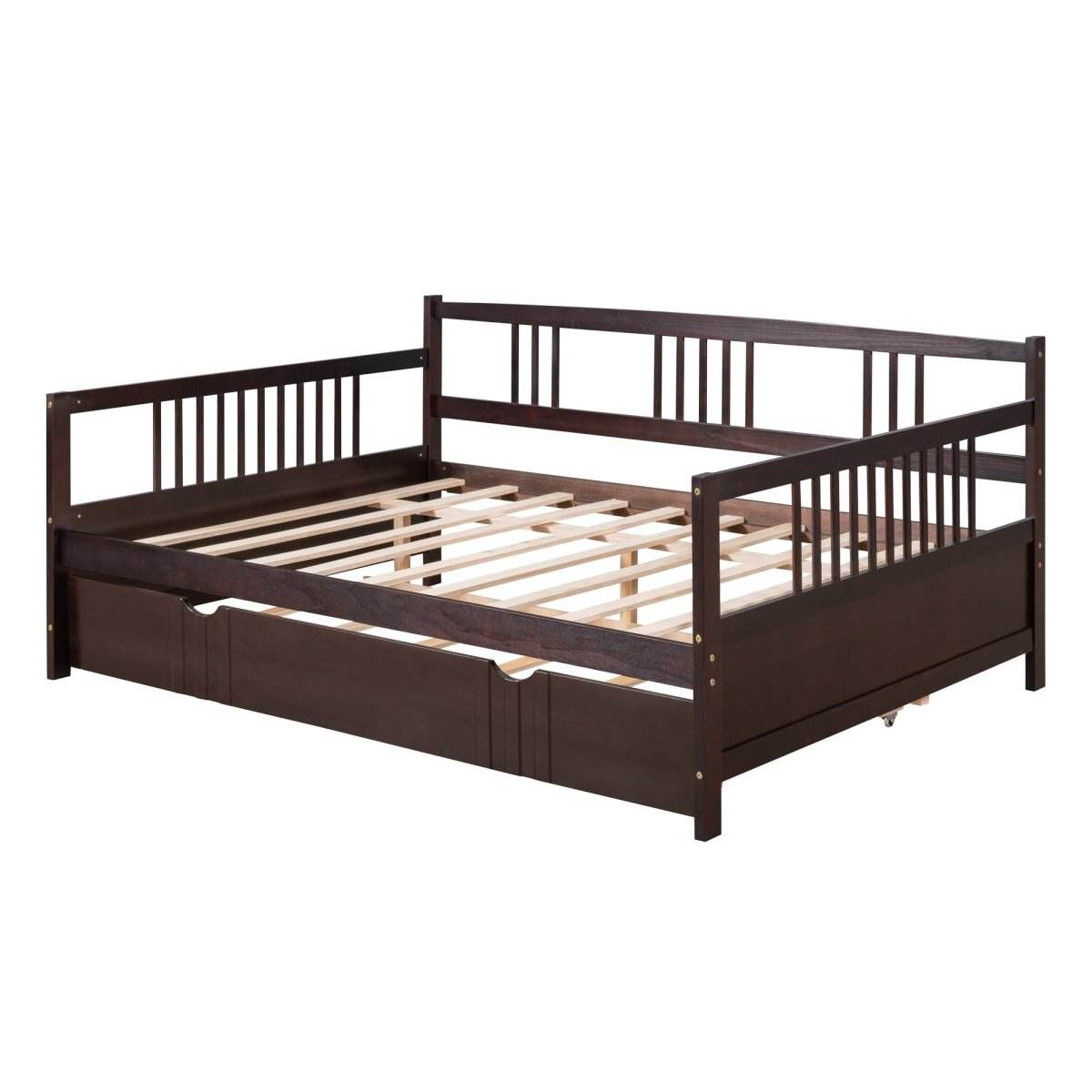 Full Solid Wood Espresso Daybed With Twin Trundle - Sleep Galleria