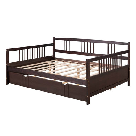 Full Solid Wood Espresso Daybed With Twin Trundle - Sleep Galleria