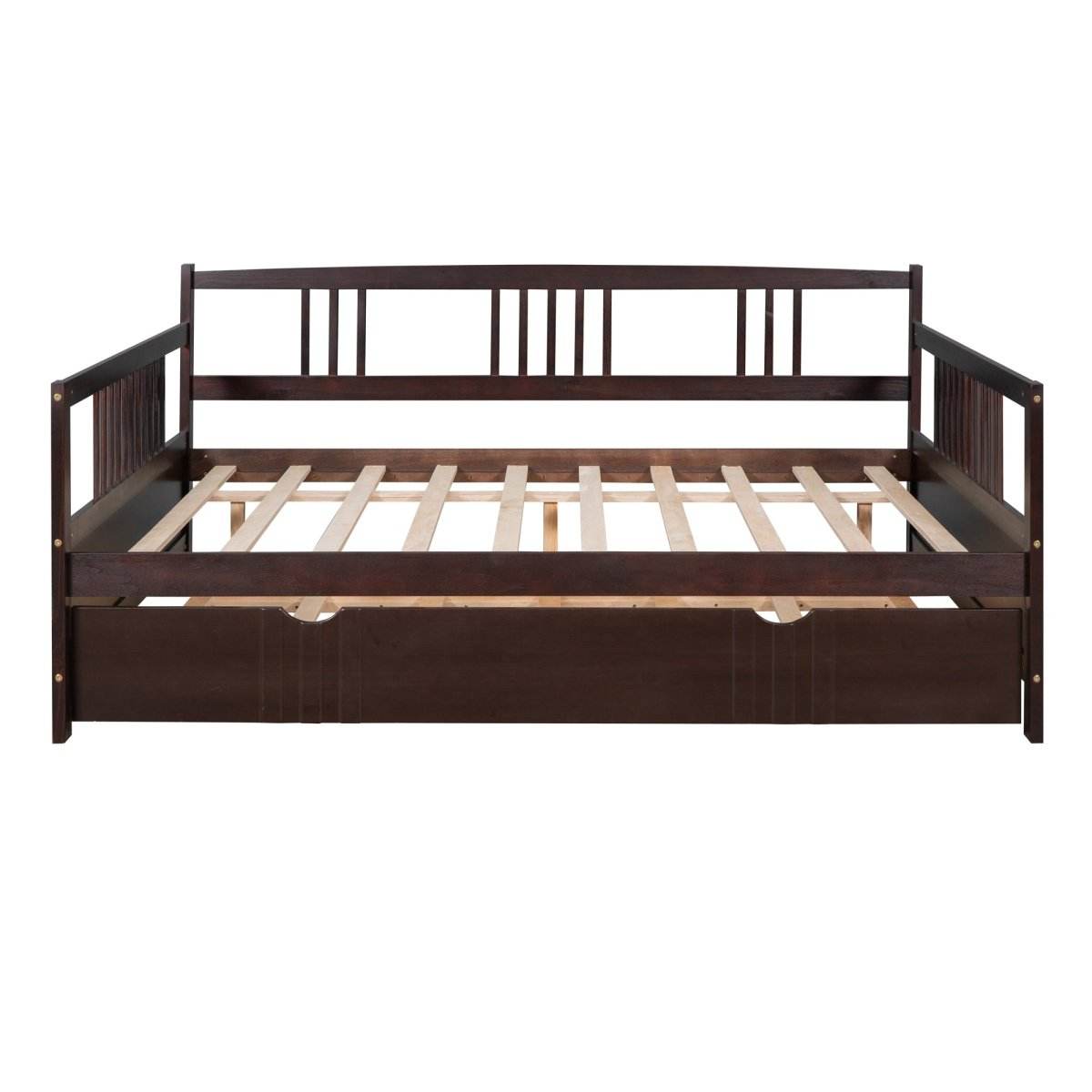 Full Solid Wood Espresso Daybed With Twin Trundle - Sleep Galleria