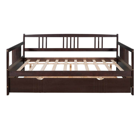 Full Solid Wood Espresso Daybed With Twin Trundle - Sleep Galleria
