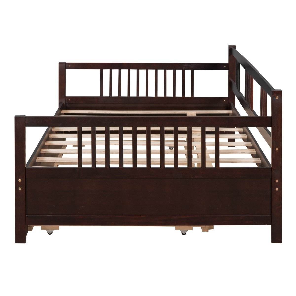 Full Solid Wood Espresso Daybed With Twin Trundle - Sleep Galleria